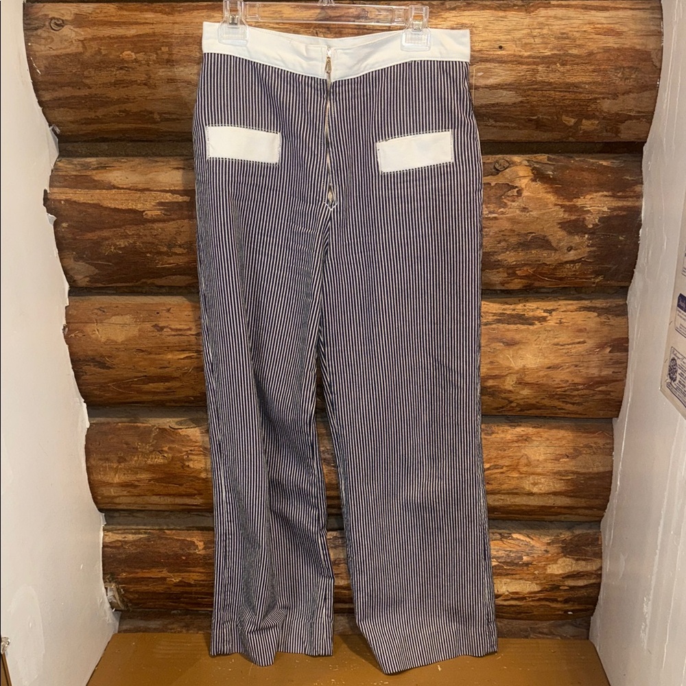 😍Sandro Navy and White Striped “40” Denim Wide Leg Jeans